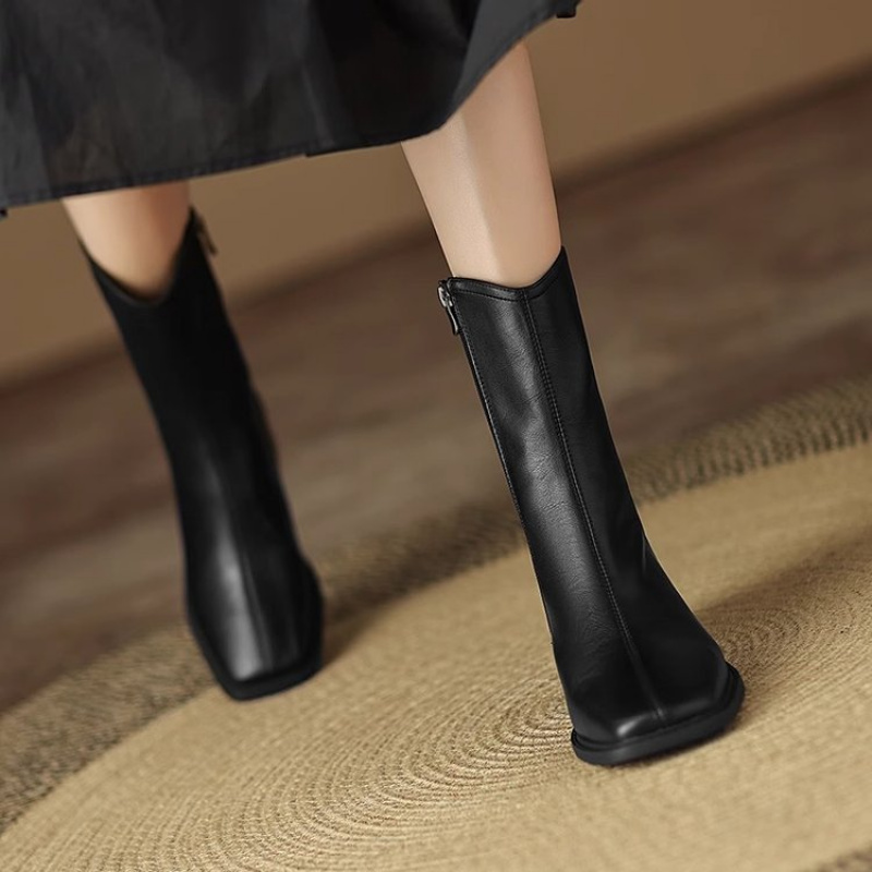 Botines de cuero con punta cua - Vintage Fashion Dresses reseña y precio